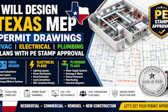 design complete mep engineering plans for texas permits hvac electrical plumbing