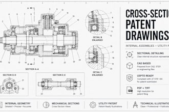 create sectional and cross section patent drawings