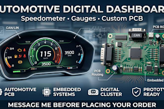 design car dashboard digital cluster, speedometer and gauge pcb