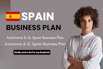 write a spain business plan for autónomo sl startup visa and bank loan