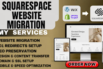 migrate wordpress wix or shopify website to squarespace professionally
