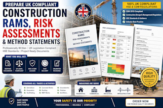 prepare UK compliant construction rams, risk assessments and method statements