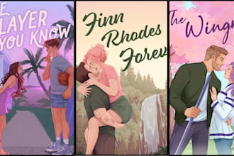 romance book cover illustration, ebook cover design gay dark romance novel cover