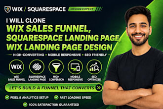 clone wix sales funnel, squarespace landing page, wix landing page design