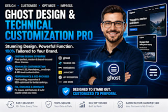 design ghost website, customize theme, and develop ghost cms site