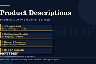write product descriptions and ecommerce content in german or english