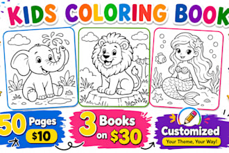 create custom kids or adults coloring pages for amazon KDP or etsy