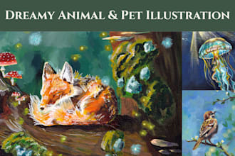 paint dreamy watercolor custom animal portrait or any fantasy pet illustration