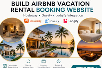 build airbnb vacation rental booking website with hostaway guesty lodgify