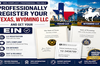 professionally register your texas, wyoming llc and get your ein