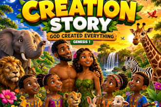 draw children bible illustration, african american illustration, kids book cover