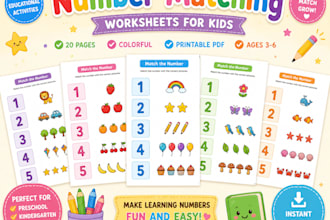create printable number matching worksheets for kids