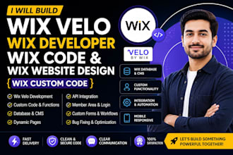 build wix velo, wix developer, wix code and wix website design wix custom code