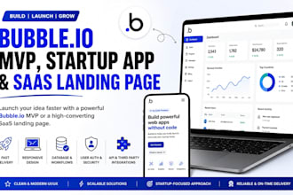 create bubble io mvp, startup app and saas landing page