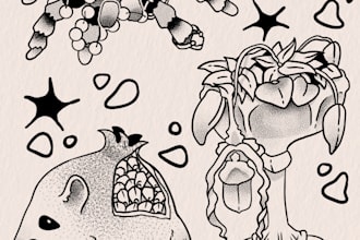 draw custom tattoo designs in a cute illustrative style
