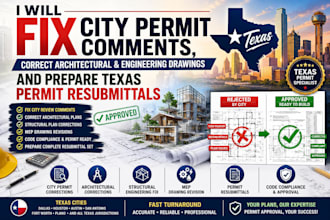 fix texas city permit comments, correct architectural engineering drawings