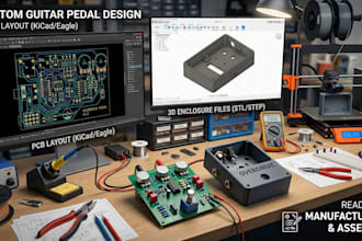 create custom guitar pedal pcb design and 3d enclosure ready files