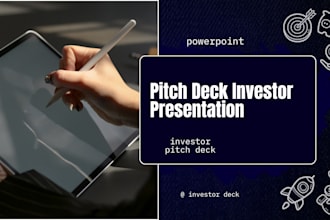 design investor pitch deck, powerpoint presentation, canva