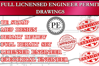 complete electrical engineer permit set, plumbing, hvac, mep design, pe stamp