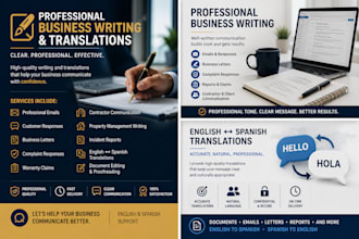 write professional business documents and translations
