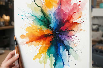 design abstract watercolor wall art