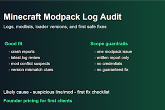 audit your minecraft modpack logs and suggest fixes