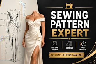 create a professional sewing pattern, pattern grading and fashion pattern