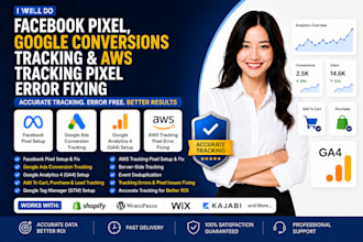 setup faceboook,google conversions tracking,AWS tracking pixel error fixing