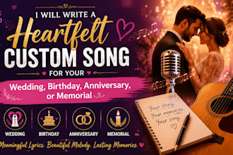 write a heartfelt custom song for your wedding, birthday and anniversary