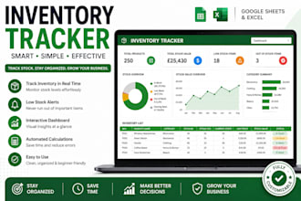 create inventory tracker spreadsheet in google sheet or excel stock management