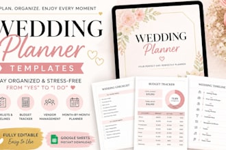 create editable wedding planner templates for brides and event planners