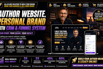design author website, personal brand, coaching website with CRM, funnel system