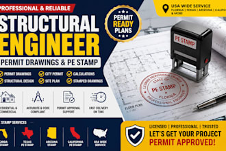 provide structural engineer permit drawings for arizona texas florida pe stamp