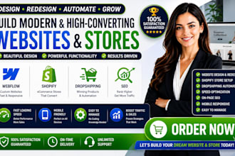 build webflow shopify website design redesign store dropshipping automation seo