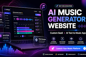 build software music website, ai music generator website, ai text to music app