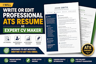 write or edit professional resume ats resume as expert CV maker in 24hrs