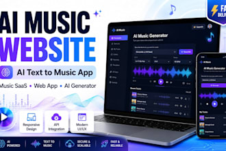 build software music website, ai music generator website, ai text to music app