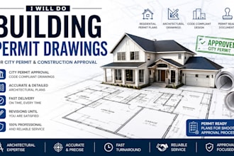 building permit drawings for city permit and construction approval pro