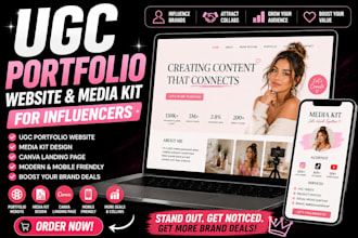 design ugc portfolio website media kit canva landing page for influencers