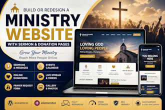 build or redesign a ministry website with sermon and donation pages