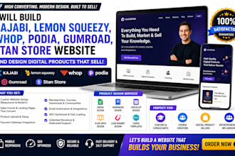 build lemon squeezy kajabi whop podia gumroad stan store digital website design