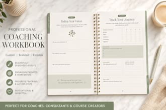 design a professional coaching workbook, course workbook, and PDF lead magnet