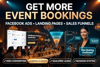 get event bookings with facebook ads landing page and sales funnels