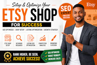 do etsy store setup with etsy seo optimization and design etsy digital products
