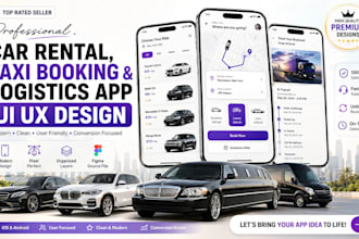 design car rental app, taxi booking website logistics mobile app UI UX