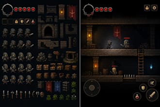 design 2d pixel art game, 2d game art design, game assets, 2d game development