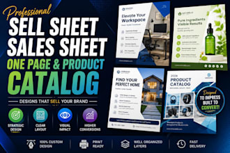 design sell sheet, sales sheet, one page and product catalog
