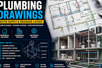 design detailed plumbing drawings water supply and drainage layouts for building