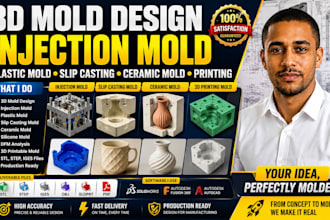 3d mold design, injection mold, plastic mold slip casting ceramic mold printing