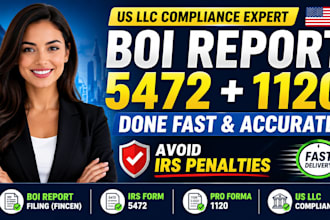 file boi report, irs form 5472, 1120 and US llc compliance
